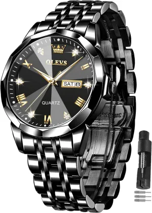 Waterproof Stainless Steel totemism Roman Numbers Men's Watch Easy to Read OLEVS Men's Watch,Classic Silver Watches for Men, 