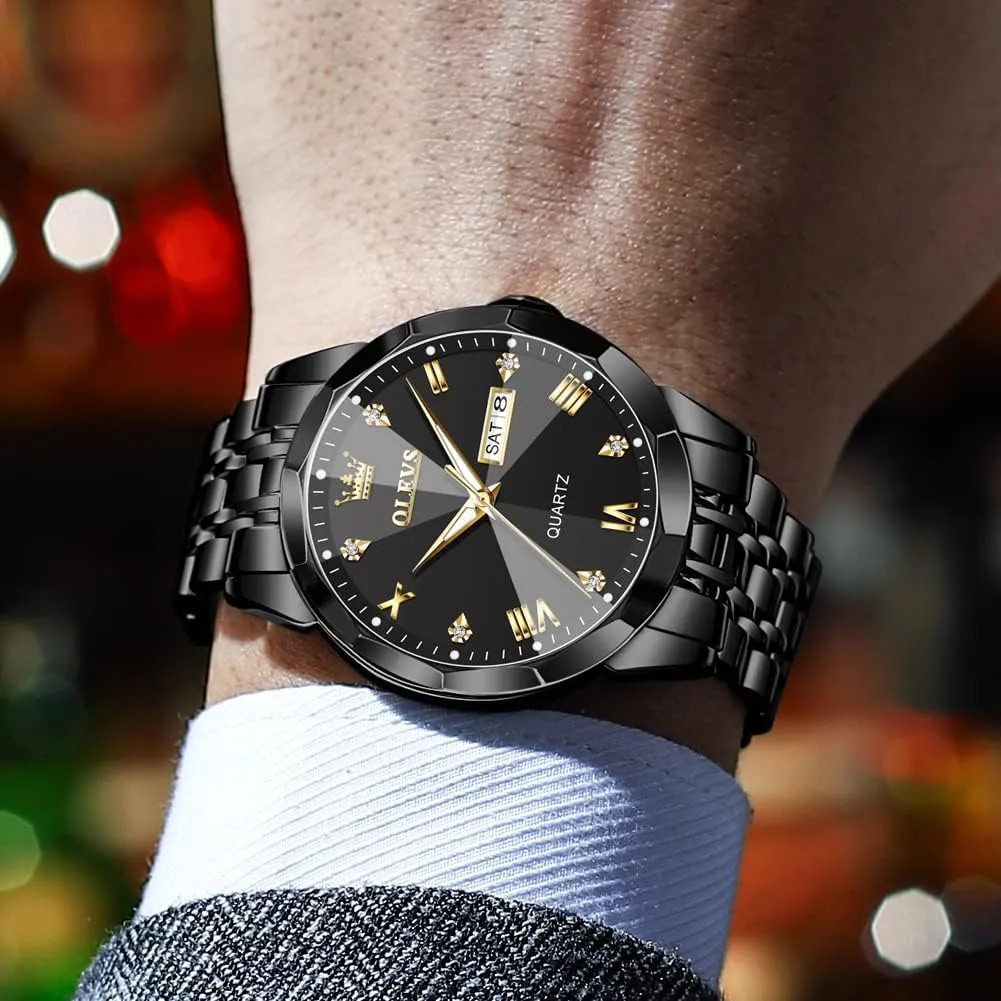 Waterproof Stainless Steel totemism Roman Numbers Men's Watch Easy to Read OLEVS Men's Watch,Classic Silver Watches for Men, 
