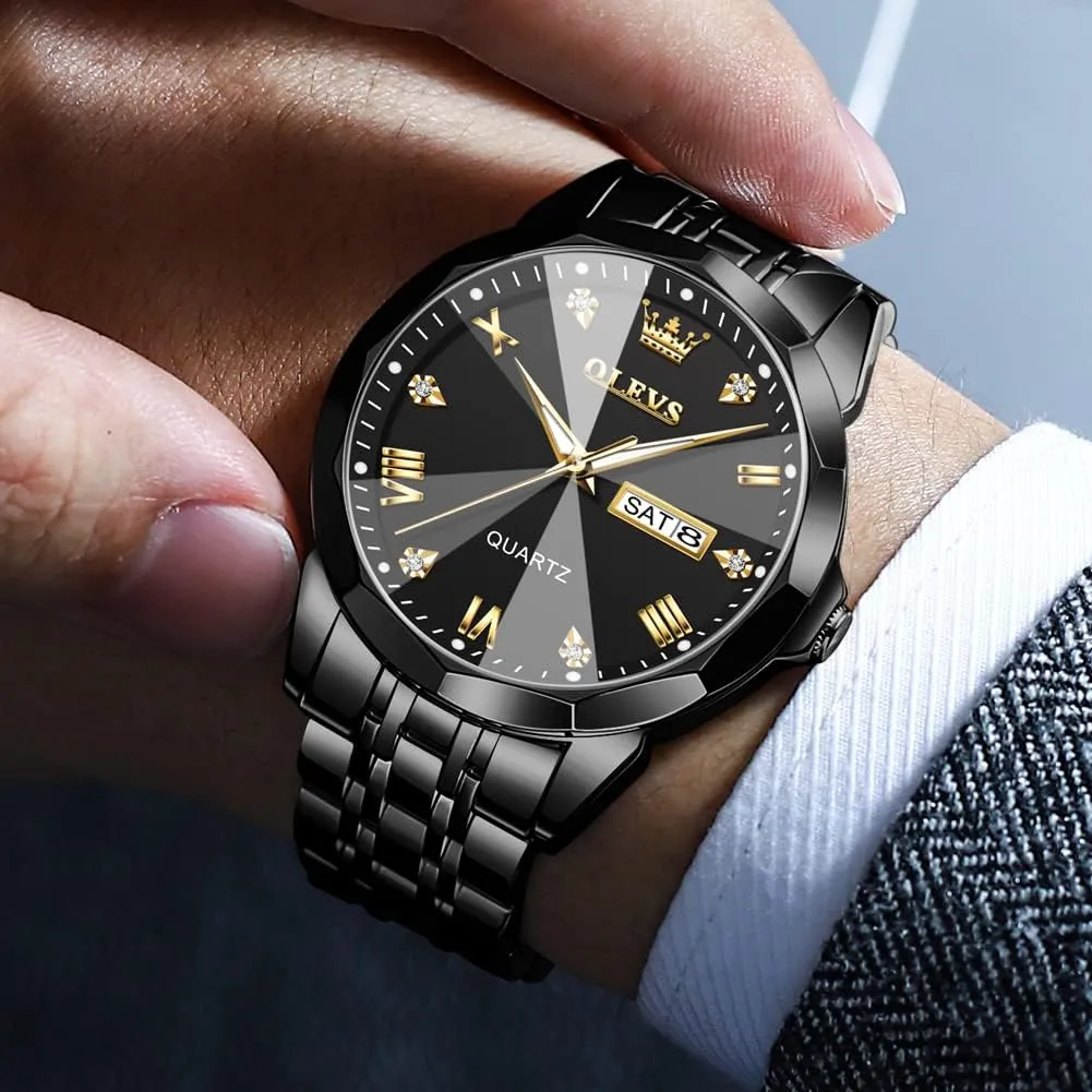 Waterproof Stainless Steel totemism Roman Numbers Men's Watch Easy to Read OLEVS Men's Watch,Classic Silver Watches for Men, 
