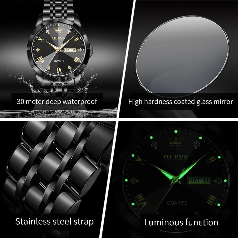 Waterproof Stainless Steel totemism Roman Numbers Men's Watch Easy to Read OLEVS Men's Watch,Classic Silver Watches for Men, 