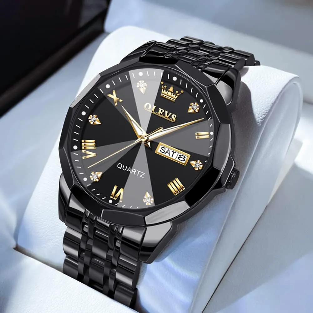 Waterproof Stainless Steel totemism Roman Numbers Men's Watch Easy to Read OLEVS Men's Watch,Classic Silver Watches for Men, 