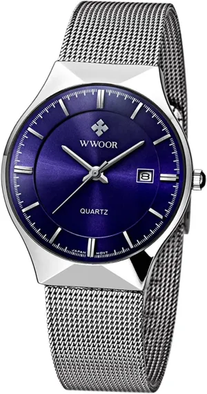 Waterproof Watch for Men Mens Watches Fashion Ultra Thin Minimalist Quartz Watch deer sum seacoast multiplicity temporary Date Stainless Steel 
