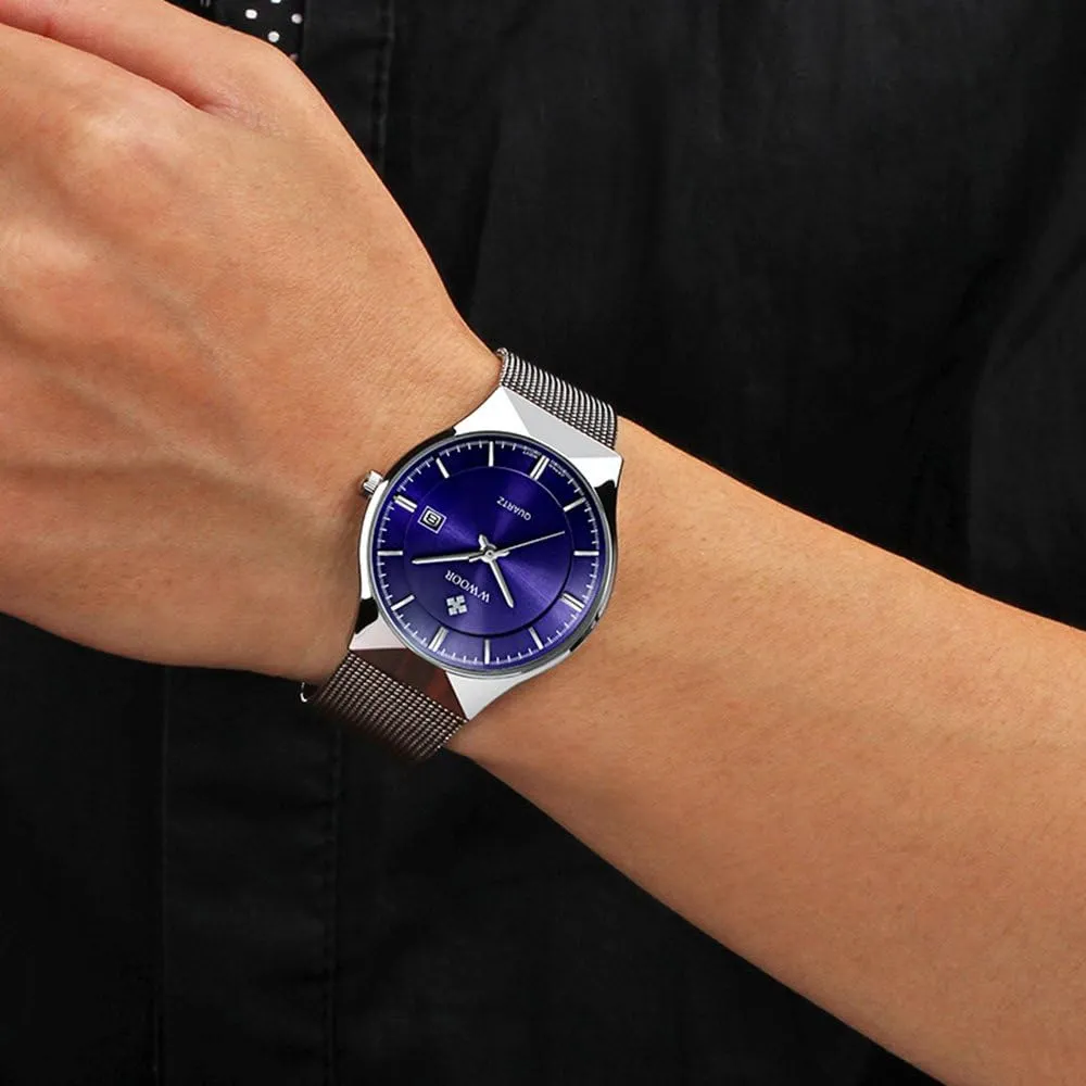 Waterproof Watch for Men Mens Watches Fashion Ultra Thin Minimalist Quartz Watch deer sum seacoast multiplicity temporary Date Stainless Steel 