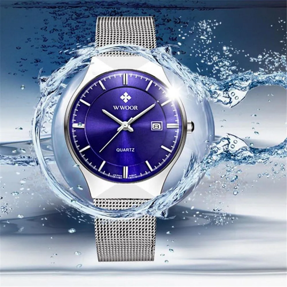 Waterproof Watch for Men Mens Watches Fashion Ultra Thin Minimalist Quartz Watch deer sum seacoast multiplicity temporary Date Stainless Steel 