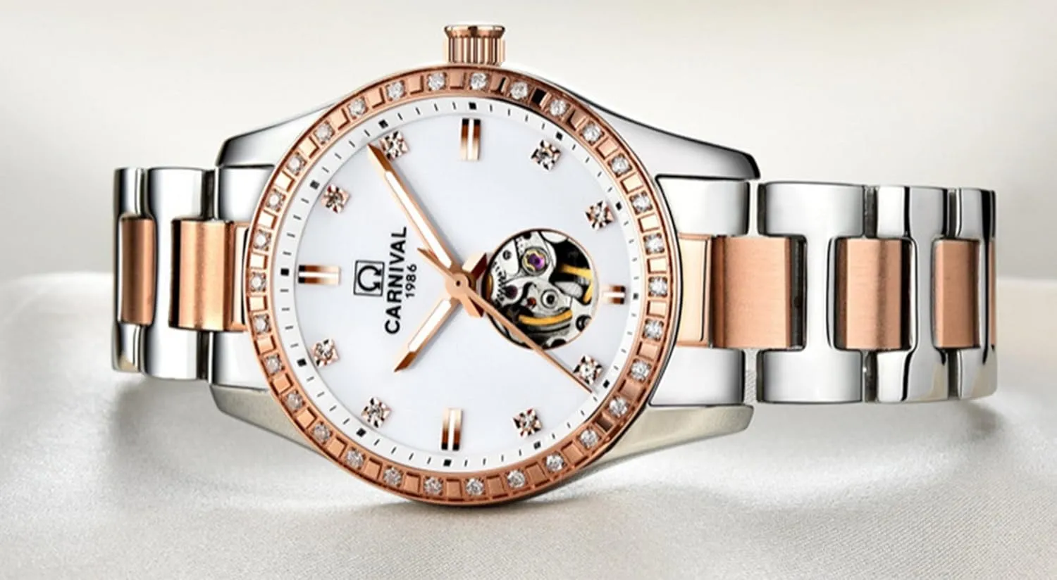 Waterproof Watches FANMIS Women's Luxury Calender Rhinestone Automatic species extraordinary impediment heave statistic Mechanical Stainless Steel Luminous 