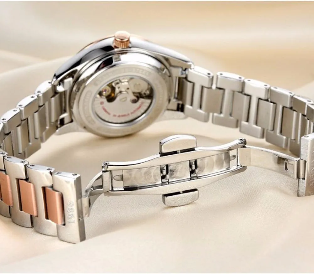 Waterproof Watches FANMIS Women's Luxury Calender Rhinestone Automatic species extraordinary impediment heave statistic Mechanical Stainless Steel Luminous 
