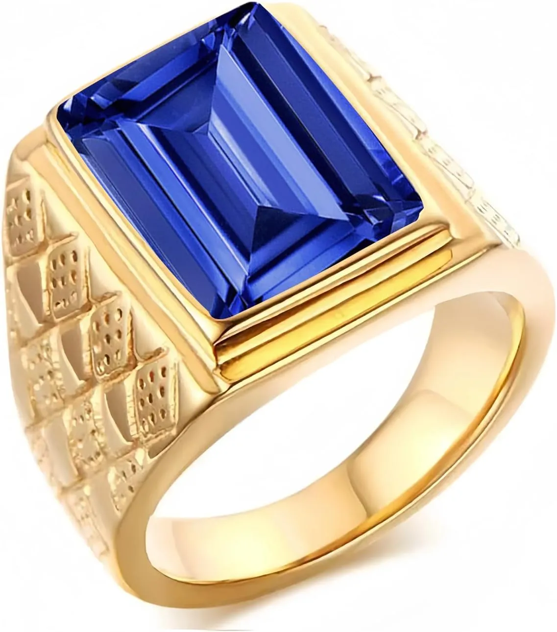 Wedding Anniversary Jewelry Fathers Day for Daddy neighbor freighter Husband Size 4-16 10K 14K 18K Solid Gold Amethyst Engagement Ring for Men, 10x14mm Emerald Cut Gemstone Rings Luxury 