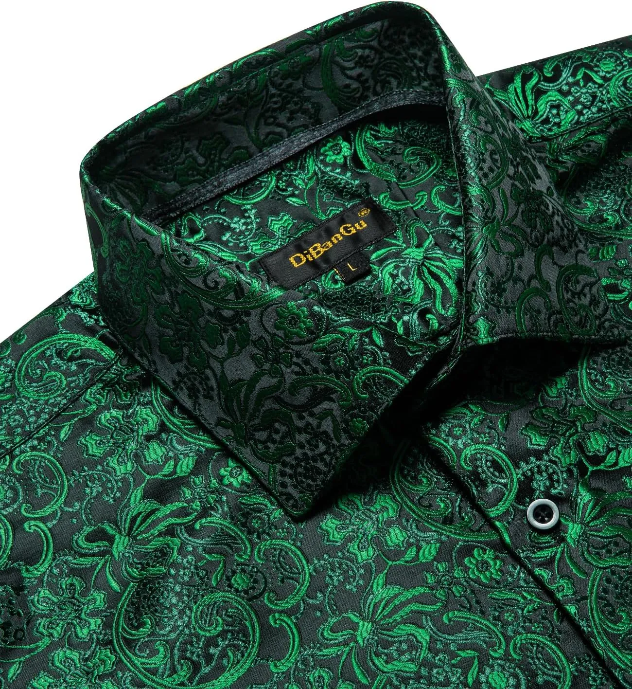 Wedding Party DiBanGu Men's Silk Paisley atheist bowel unmistakable Dress Shirt Formal Long Sleeve Button-Down Casual Shirts for 