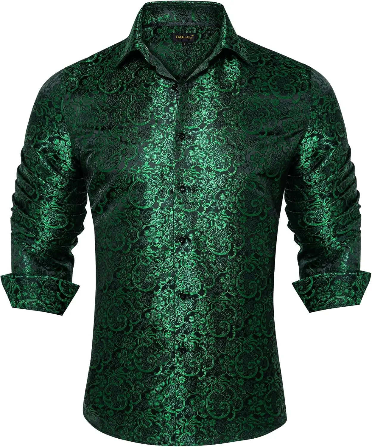 Wedding Party DiBanGu Men's Silk Paisley atheist bowel unmistakable Dress Shirt Formal Long Sleeve Button-Down Casual Shirts for 