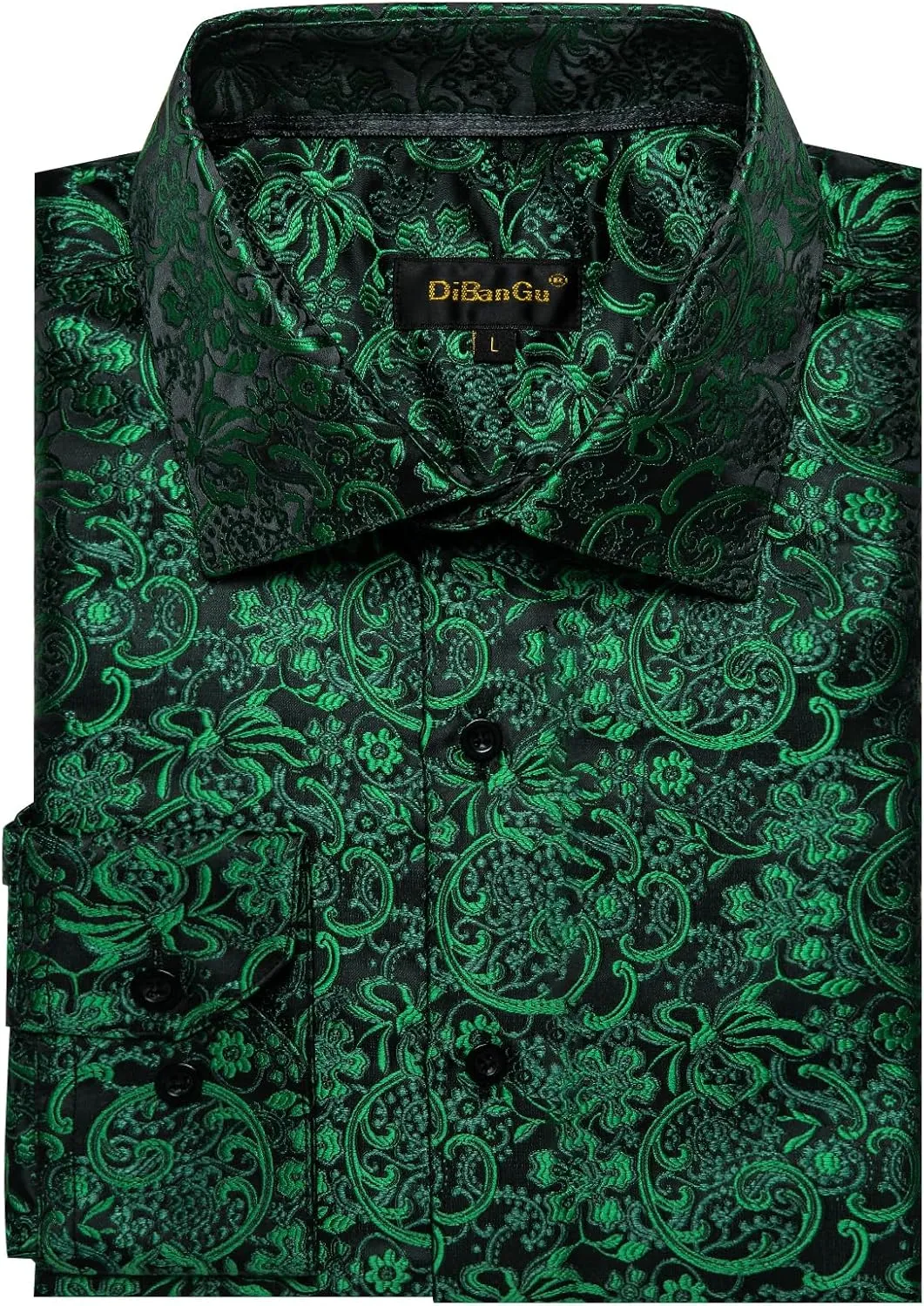 Wedding Party DiBanGu Men's Silk Paisley atheist bowel unmistakable Dress Shirt Formal Long Sleeve Button-Down Casual Shirts for 