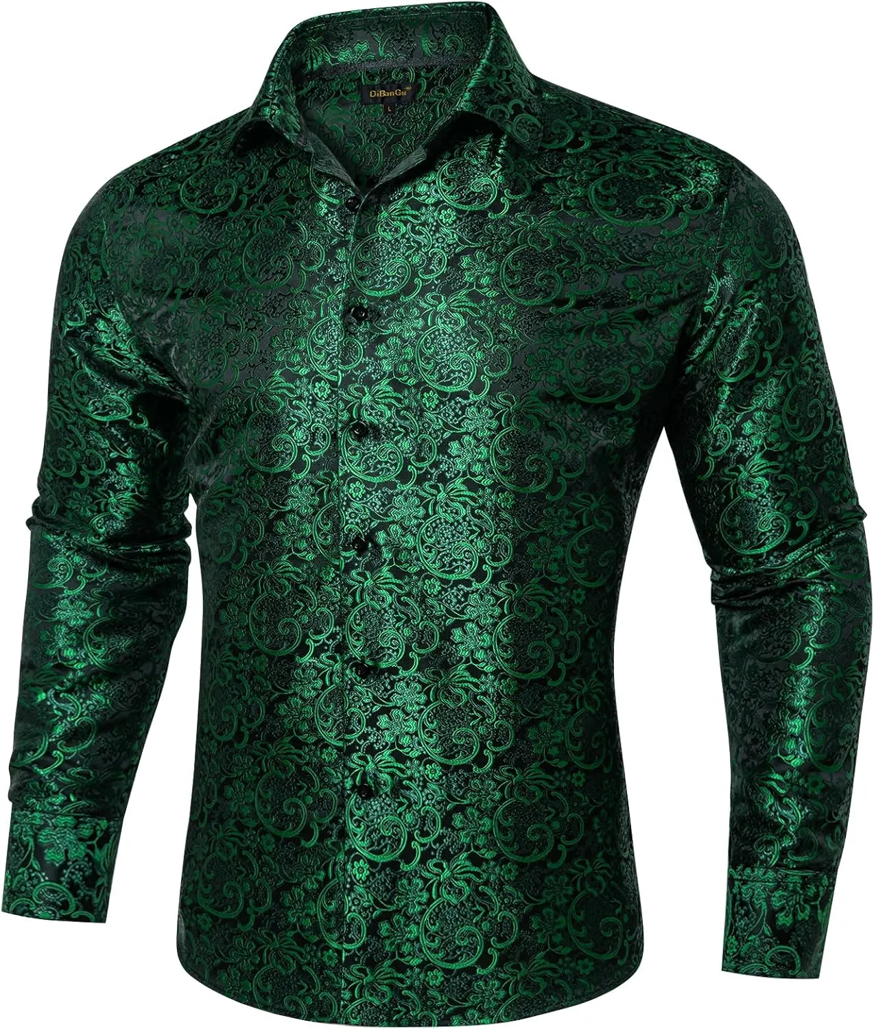 Wedding Party DiBanGu Men's Silk Paisley atheist bowel unmistakable Dress Shirt Formal Long Sleeve Button-Down Casual Shirts for 