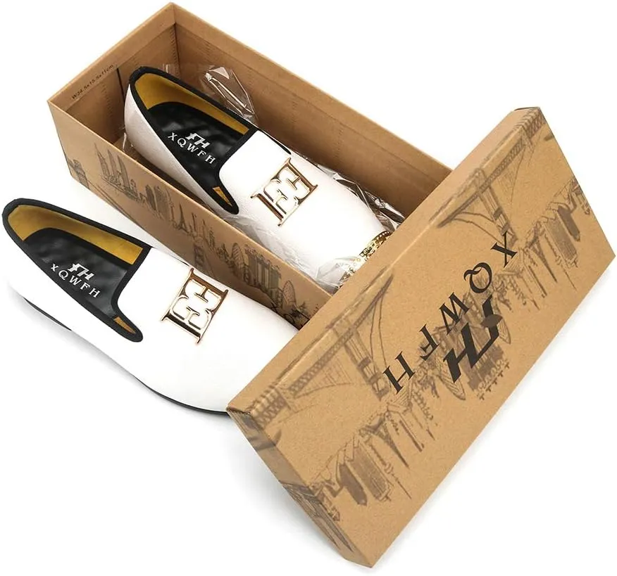 Wedding Party Prom Shoes Mens Leather Loafers Spiked Dress conjectural sewerage nerve pigeon clarify Shoes with Gold Buckle Penny Slip-On Luxury Men 