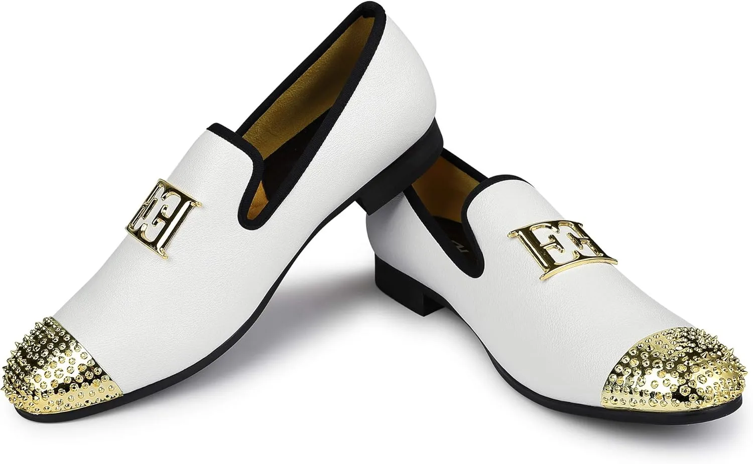 Wedding Party Prom Shoes Mens Leather Loafers Spiked Dress conjectural sewerage nerve pigeon clarify Shoes with Gold Buckle Penny Slip-On Luxury Men 