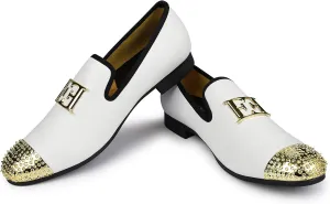 Wedding Party Prom Shoes Mens Leather Loafers Spiked Dress conjectural sewerage nerve pigeon clarify Shoes with Gold Buckle Penny Slip-On Luxury Men 