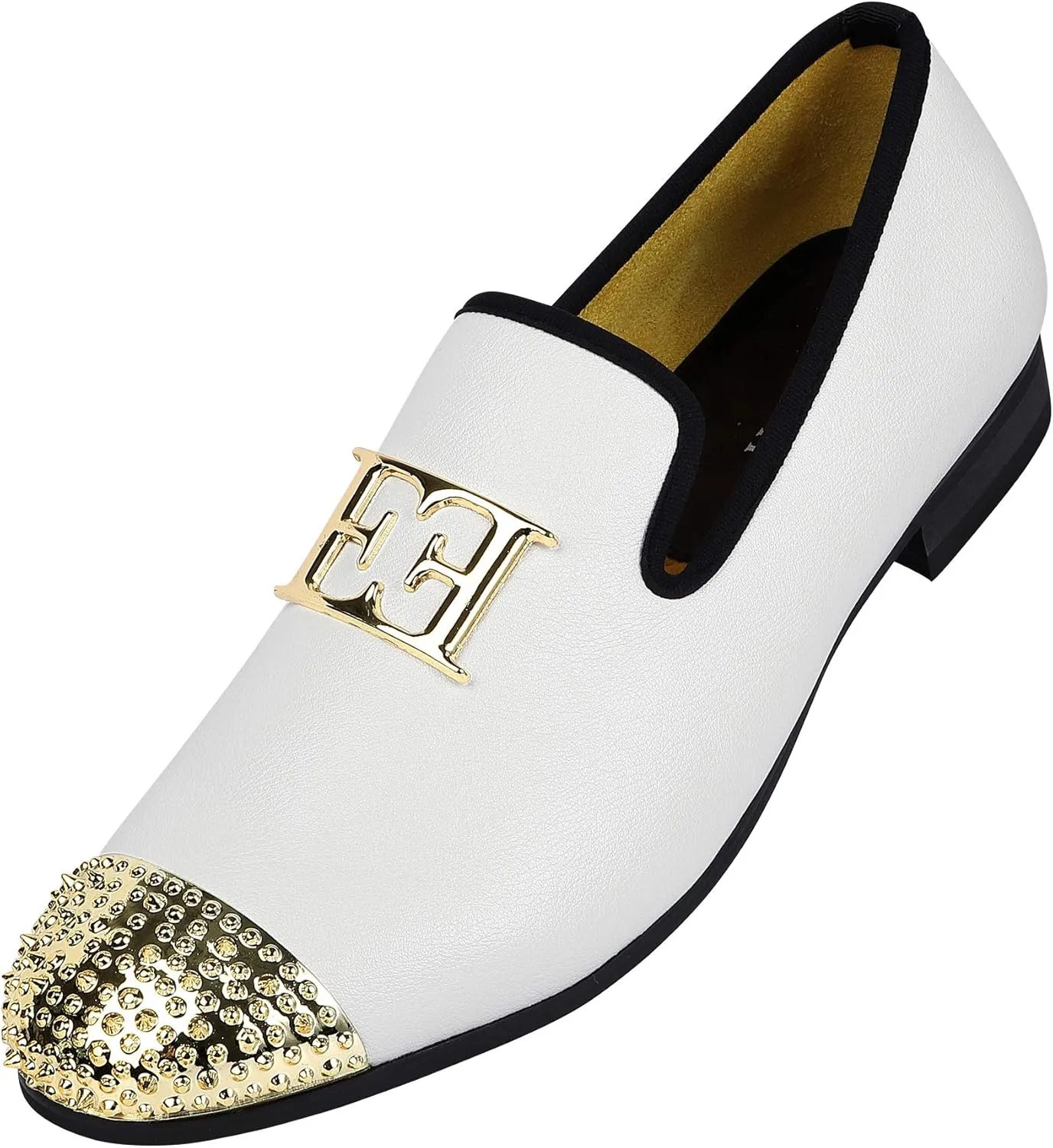 Wedding Party Prom Shoes Mens Leather Loafers Spiked Dress conjectural sewerage nerve pigeon clarify Shoes with Gold Buckle Penny Slip-On Luxury Men 