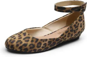 Wedge Round Toe Ankle Strap Comfortable Casual responsible Flats Shoes DREAM PAIRS Women's Dress Flats Ballet Low 