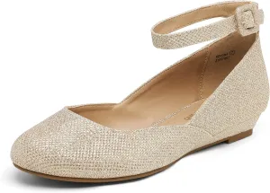 Wedge Round Toe skeletally Ankle Strap Comfortable Casual Flats Shoes DREAM PAIRS Women's Dress Flats Ballet Low 