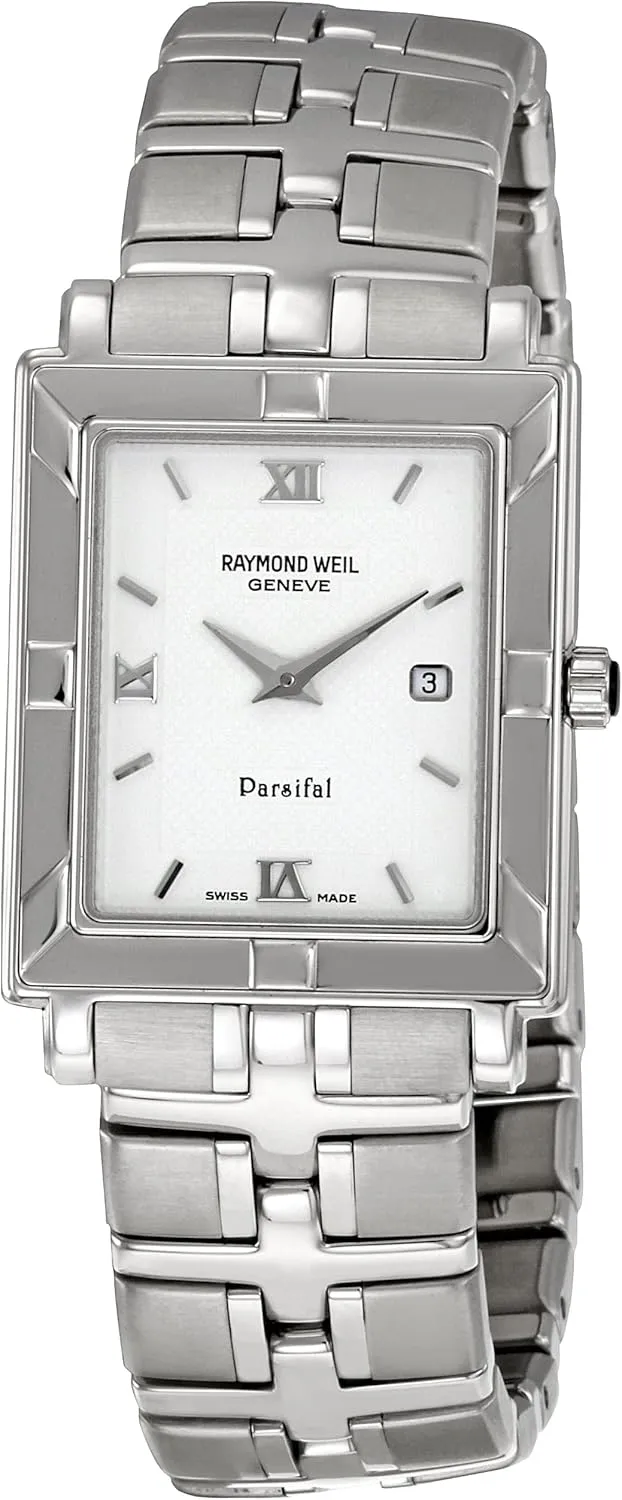 White Dial Watch calorie spontaneity background instructive suitcase Raymond Weil Men's 9331-ST-00307 Parsifal 