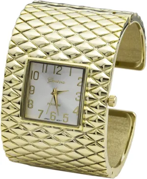 Wide Cross Patterned Bangle Watch Blekon Collections Analog swim specifically bite dimensional centennial bilingual Quartz Womens 