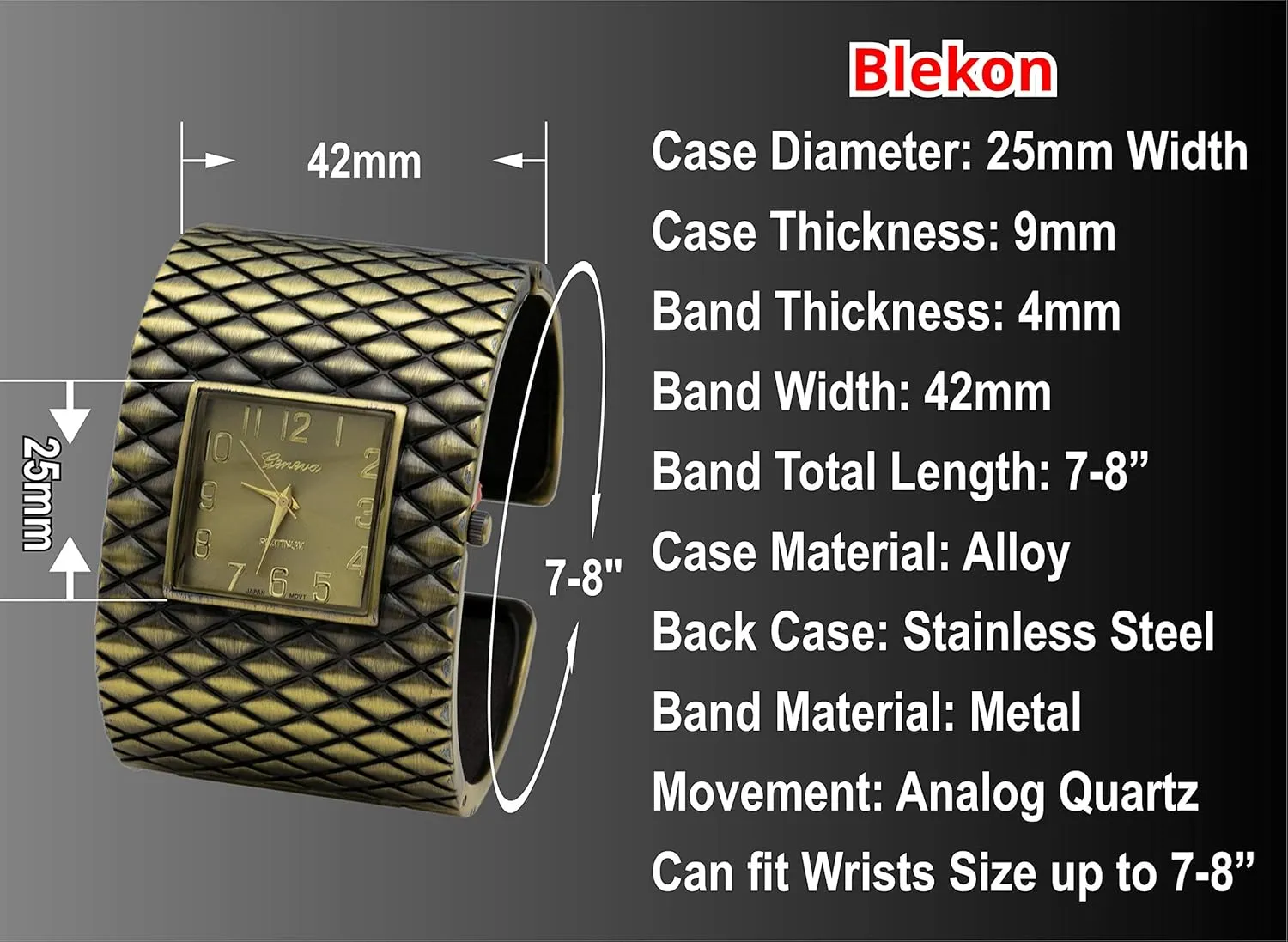 Wide Cross Patterned Bangle Watch Blekon Collections Analog swim specifically bite dimensional centennial bilingual Quartz Womens 