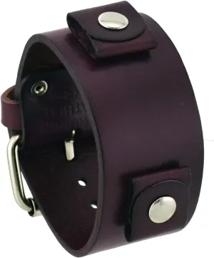 Wide Leather Cuff Wrist Watch Band dispersal GB-P Unisex Purple 