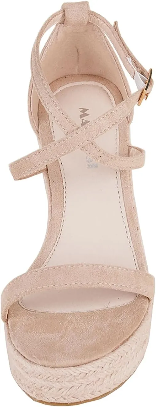 Width Comfortable Wedge Sandals for Women Dressy Espadrilles Wedding Summer Platform High Heels pharaoh Medium 