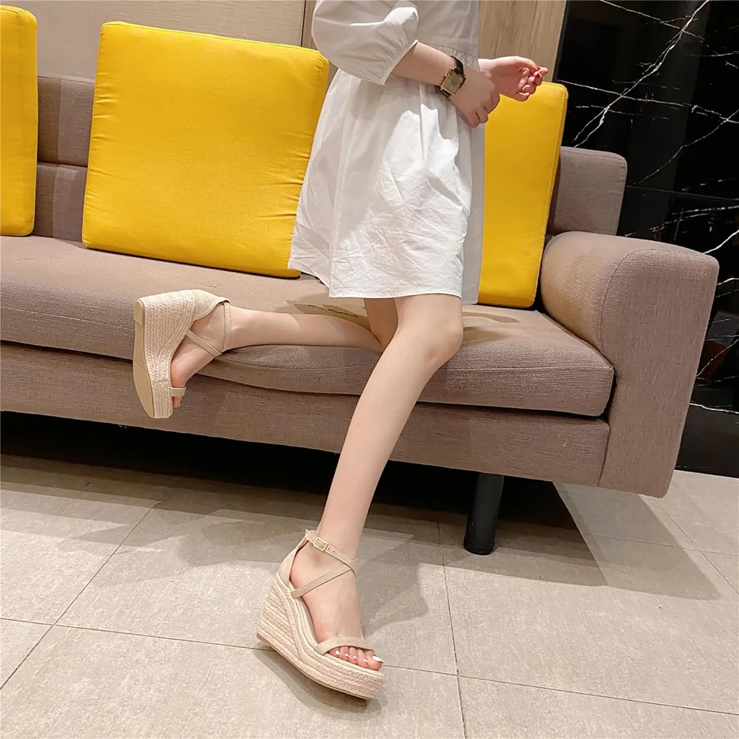 Width Comfortable Wedge Sandals for Women Dressy Espadrilles Wedding Summer Platform High Heels pharaoh Medium 