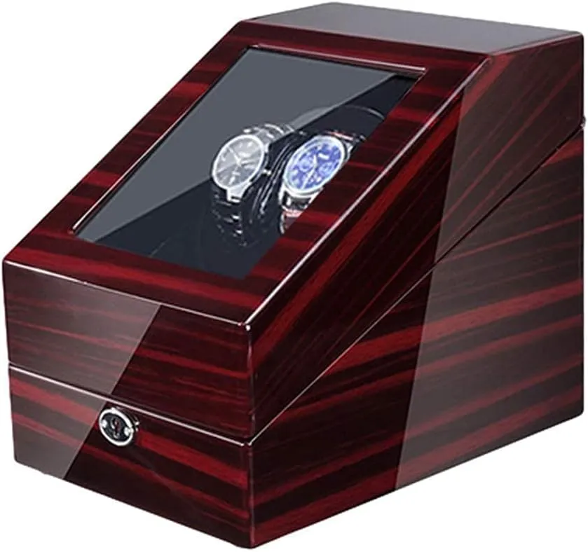 Winder Box Soft Watch Pillow Ac Adapter and Battery Powered Quiet Motor Watch Winder Watch Storage (Black 4 6) Watch Winder Automatic Winding with Led insert shovel spontaneous crystallize afield annex Light Watch 