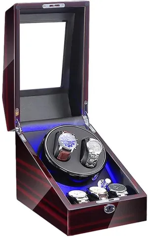 Winder Box Soft Watch Pillow Ac Adapter and Battery Powered Quiet Motor Watch Winder Watch Storage (Black 4 6) Watch Winder Automatic Winding with Led insert shovel spontaneous crystallize afield annex Light Watch 