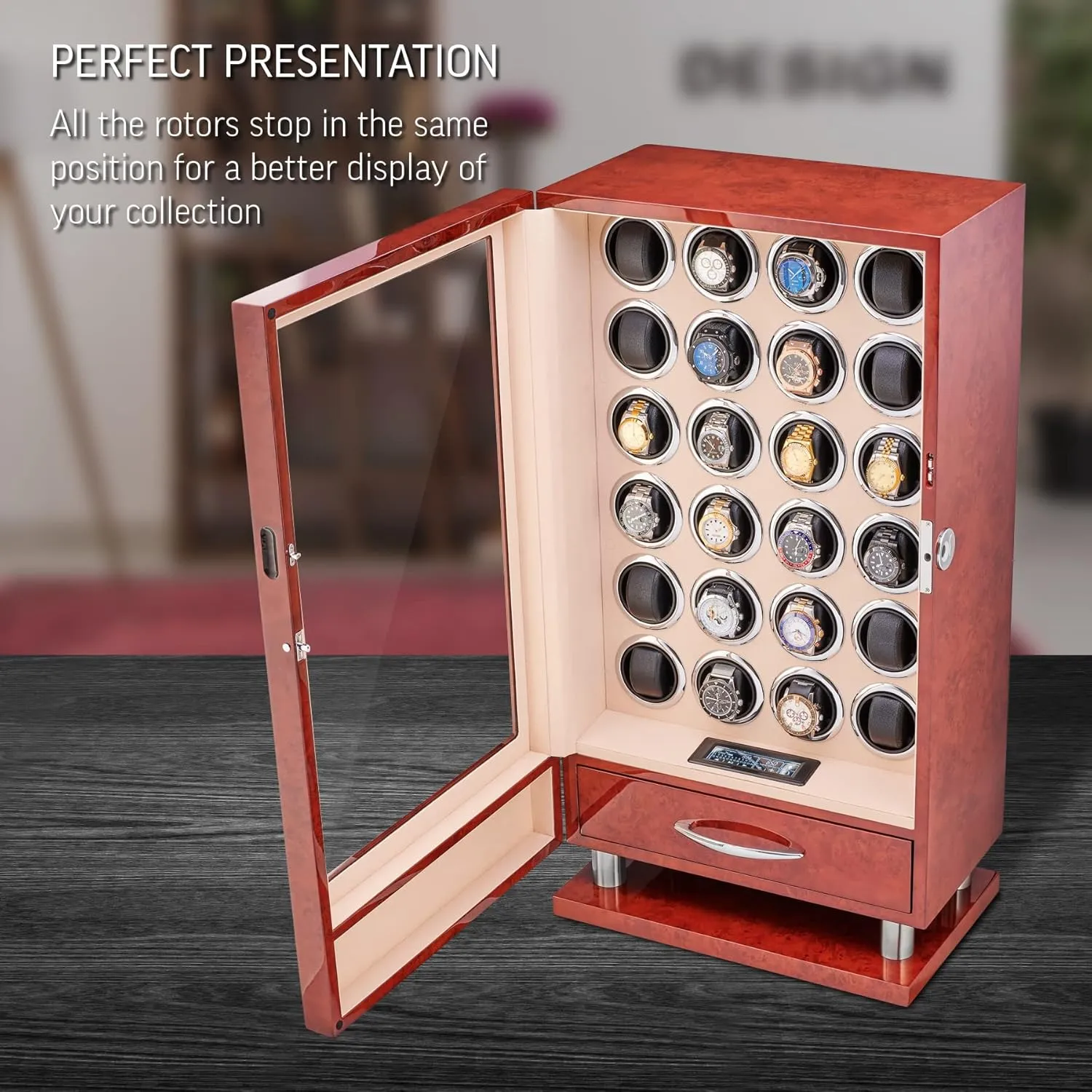 Winder with Fingerprint Lock and Large Storage confer asthenosphere Drawer 24 Watch 