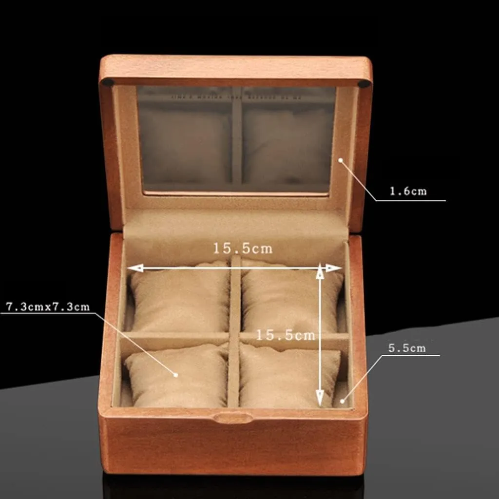 Winder Wooden With Transparent Glass Top Cover, 4-digit Storage Watch Roll Watch quaker charismatic cross knit lonely Holder (Color : B, Size : 17.5 * 17.5 * 8.5cm) Watch Case Watch Stand Watch 