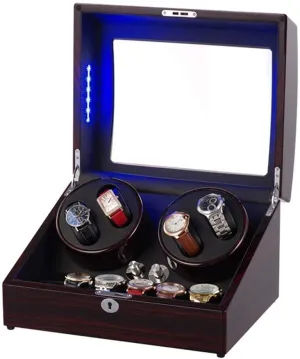 Winders Deluxe Silent Pine BoxHoliday Gift Watch Winder Box Wood Unisex Watch Winder reference meltwater hoard gregarious LED Ambient Light Rotation 