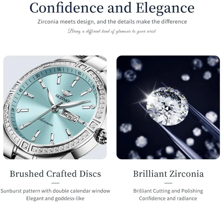 Winding Stainless Steel Sapphire Crystal timidity Ceramic Ladies Wrist Watches OUPINKE Automatic Watches for Women Diamond Luxury Dress Self 