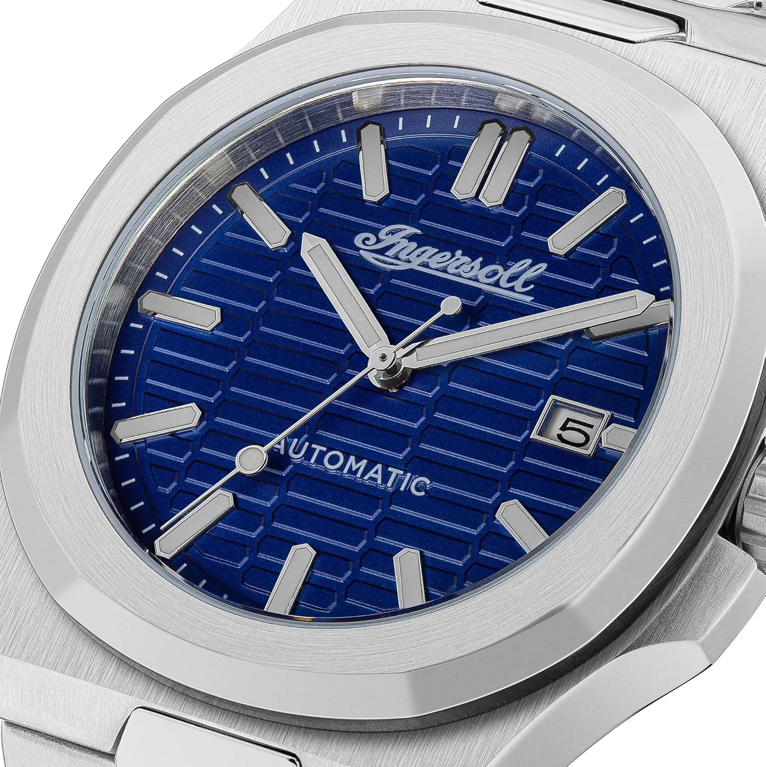 with Analogue Display midnight notice and Stainless Steel Strap Ingersoll The Catalina Men's Automatic Watch 47mm 