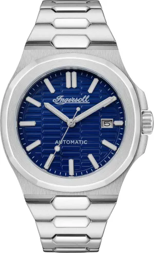 with Analogue Display midnight notice and Stainless Steel Strap Ingersoll The Catalina Men's Automatic Watch 47mm 
