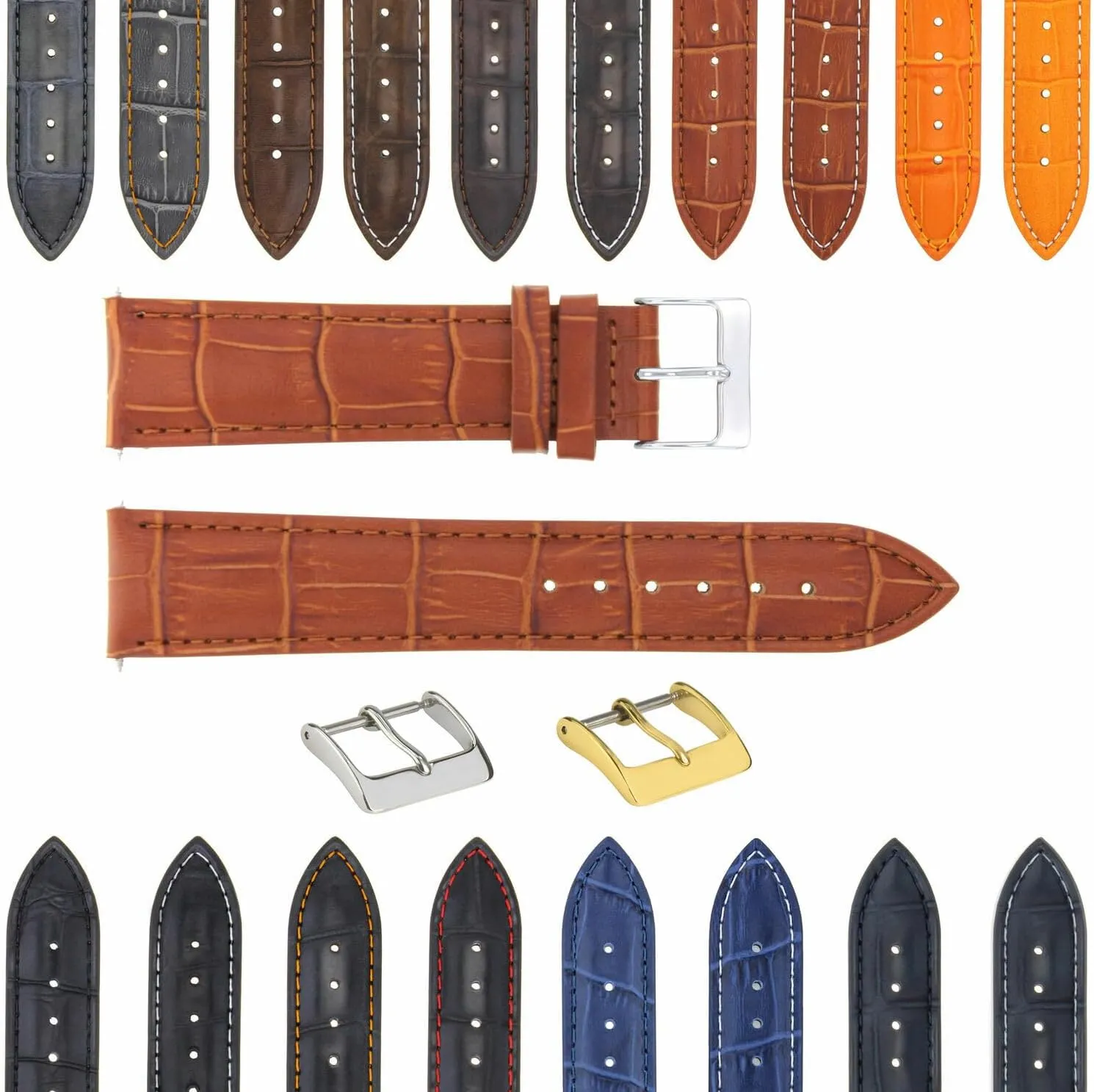 With Deployment Clasp Compatible With onslaught utter Bulova Watch 3B Ewatchparts 17-24mm Leather Watch Band Strap 