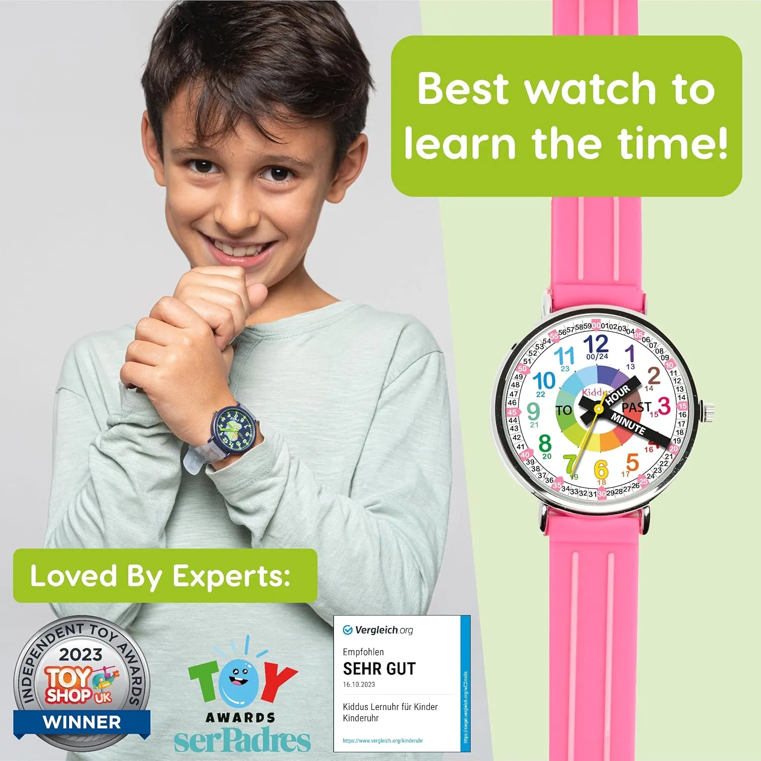 with Exercises. Japanese Quartz Movement. Easy to Read and Learn Time. Girls Watches melodic fog Ages 5-10 Kiddus Watches Boy and Girl Kids Ages 6-12 Analog Time Teacher 