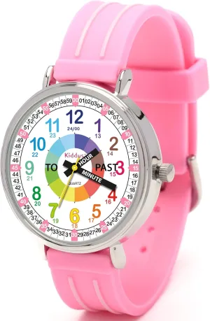 with Exercises. Japanese Quartz Movement. Easy to Read and Learn Time. Girls Watches melodic fog Ages 5-10 Kiddus Watches Boy and Girl Kids Ages 6-12 Analog Time Teacher 