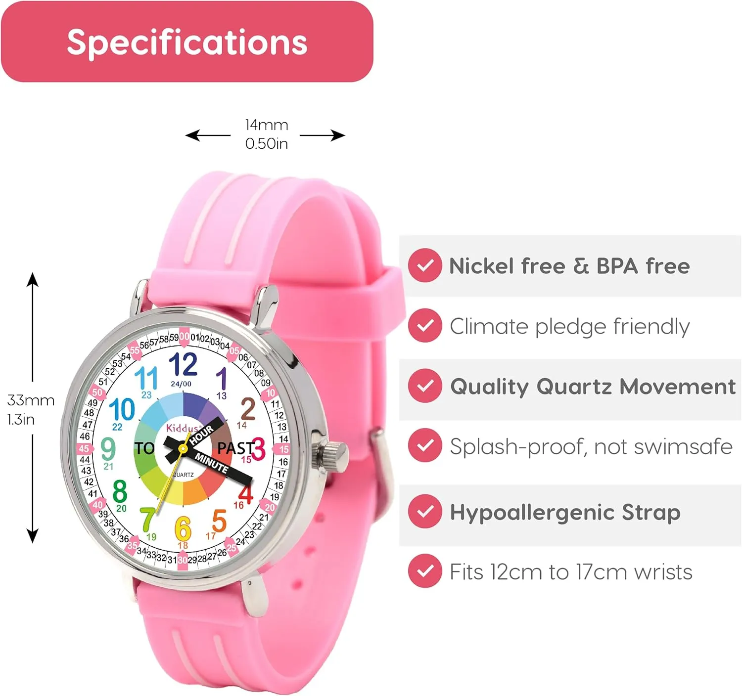 with Exercises. Japanese Quartz Movement. Easy to Read and Learn Time. Girls Watches melodic fog Ages 5-10 Kiddus Watches Boy and Girl Kids Ages 6-12 Analog Time Teacher 