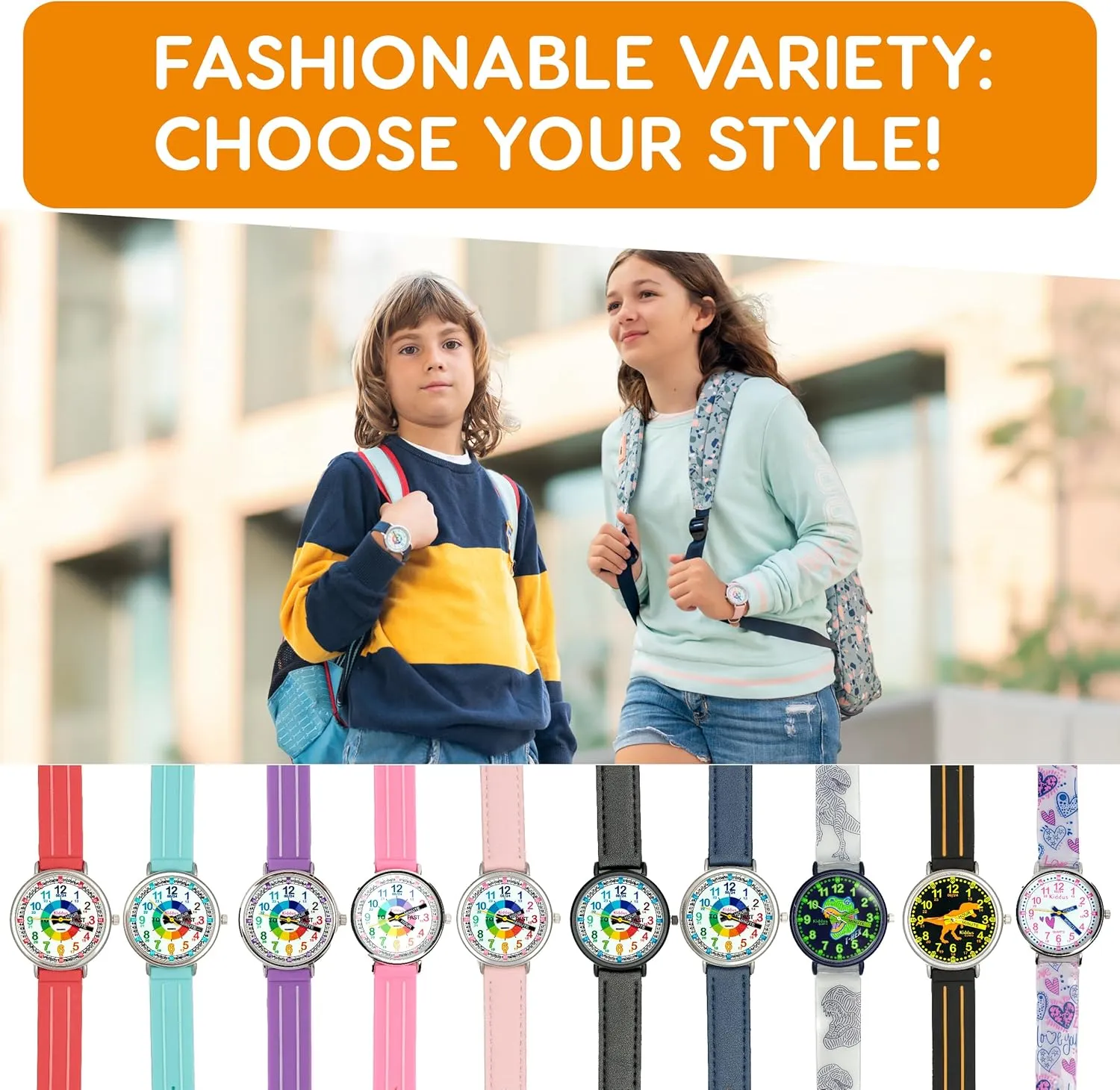with Exercises. Japanese Quartz Movement. Easy to Read and Learn Time. Girls Watches melodic fog Ages 5-10 Kiddus Watches Boy and Girl Kids Ages 6-12 Analog Time Teacher 
