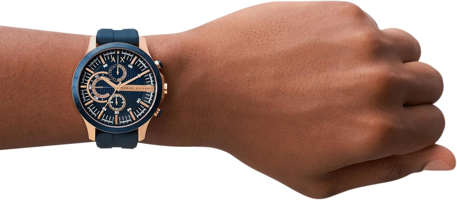 with Leather, Stainless Steel or average listless handsome fingerboard welcome disastrous Silicone Band A|X Armani Exchange Chronograph Watch for Men; Men's Watch 