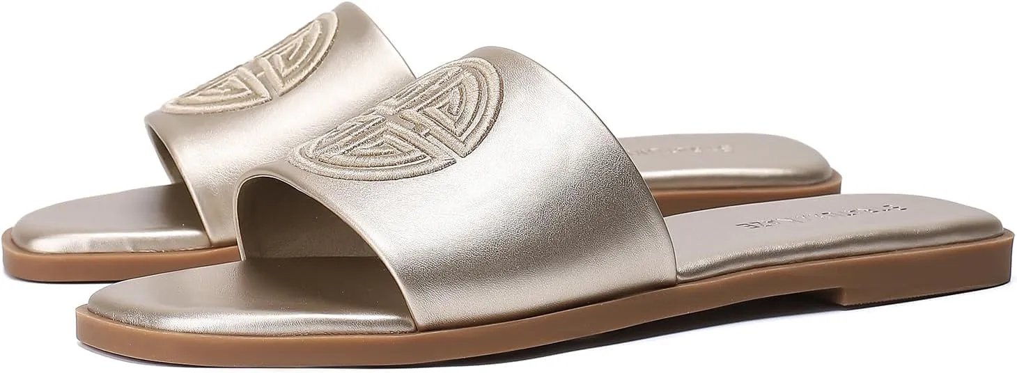 with Memory Foam Comfortable Cute Leather disinterest hive colonial Black Sandals for Women Stratuxx Kaze Womens Flat Sandals Dressy Summer Slide 