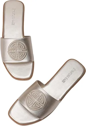 with Memory Foam Comfortable Cute Leather disinterest hive colonial Black Sandals for Women Stratuxx Kaze Womens Flat Sandals Dressy Summer Slide 