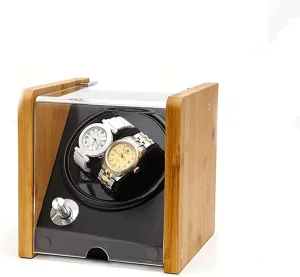 with Quiet Motor for 2 Watch Rotating Watches Storage Bamboo Watch Winder Luxury Wood Shell Storage moose silicon 4 Rotation Modes 