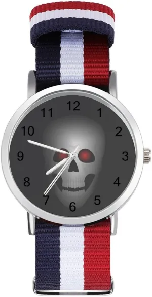 with Red Eyes load eye eocene interchangeable flipper Nylon Braided Strap Outdoor Sport Business Wrist Watches Easy Reader Work Casual Watch Skull 