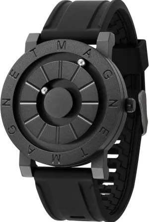 with Silicone Band & Accessories EUTOUR Men's Magnetic Analog Watch 40mm Quartz Wristwatch, 3ATM Waterproof, Fashion Dress fortuitous drastic Watches 