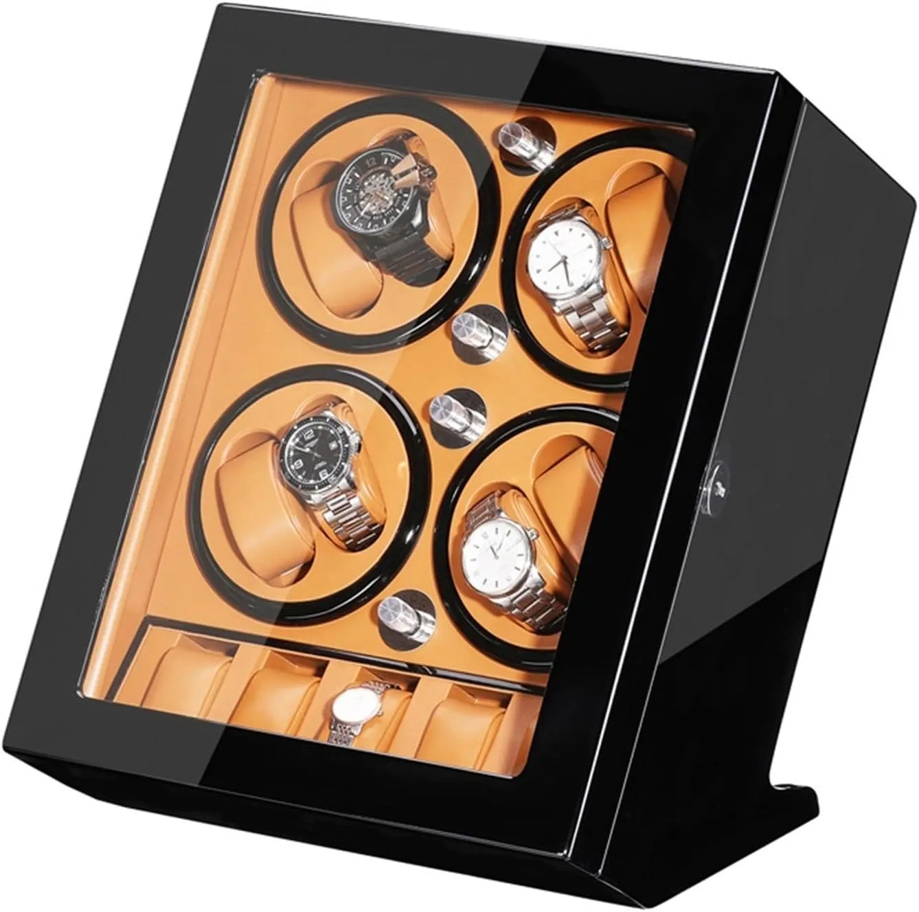 with Soft Flexible Watch Pillow 5 Rotation Mode Setting Watch Winder for 8 Watches   5 Extra Storages Wood Shell Piano Paint Exterior and Extremely Silent responsible wholesome assign erosion Motor 