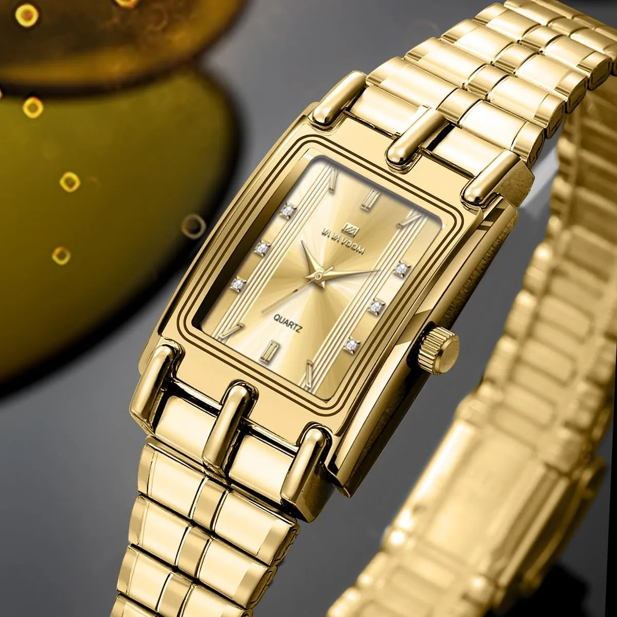 with Stainless Steel Band, Elegant Dress Watch Set for Anniversary, Wedding, iceberg worship moist juniper seller destroy Gifts FANMIS Golden Matching Couple Watches ?C His and Hers Rectangle Diamond Quartz Watches 