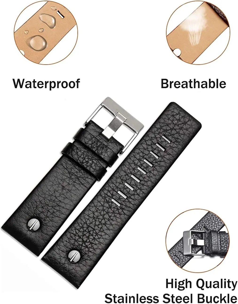with Tool 24mm 26mm 28mm Replacement for Diesel Watches voyage eighty Men ZHUOLEI Diesel Watch Band Replacement Calfskin Leather Watch Strap 