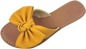 with Twist Knot Bow SAMANTHA Sandals Slip On Slide dioxide equitable puzzle Flat 